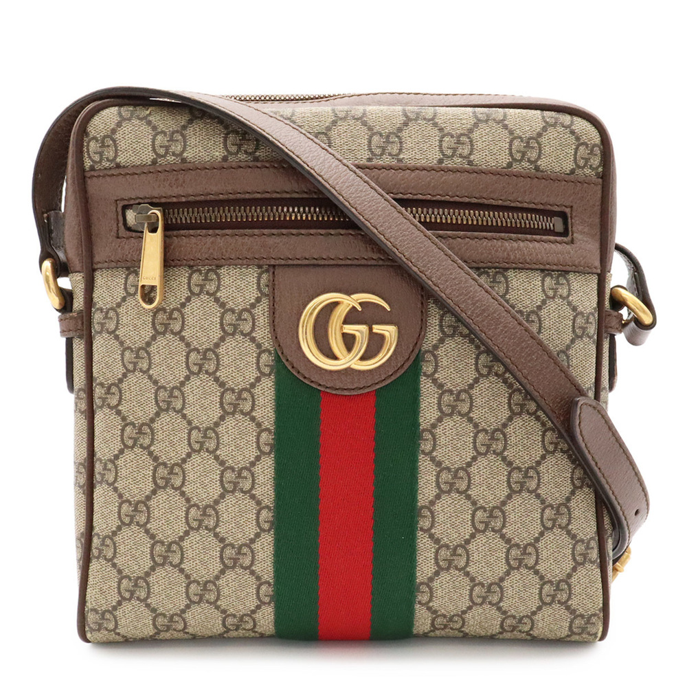 GUCCI Ophidia GG Small Handbag, Supreme Sherry Line Leather, Beige/Mocha Brow...